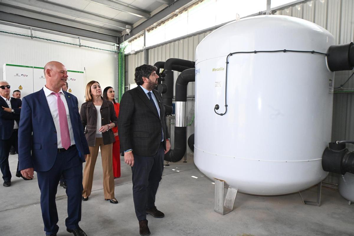 El presidente Fernando López Miras, durante su visita este viernes a la cooperativa Campos de Jumillla.