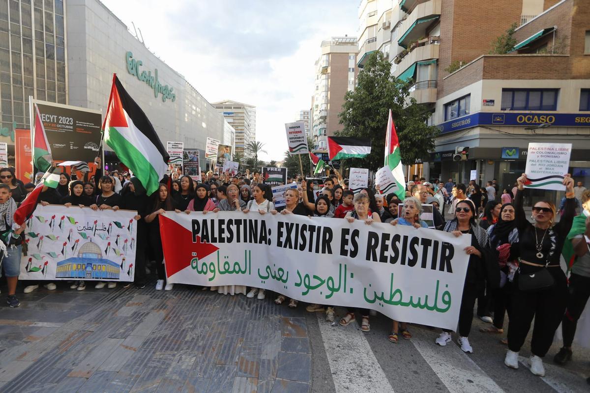 Un momento de la movilización por Palestina este sábado día 21 en Murcia.