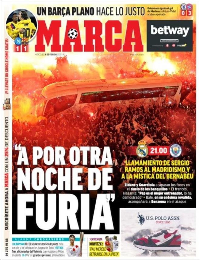 Esta es la portada de Marca de este 26 de febrero