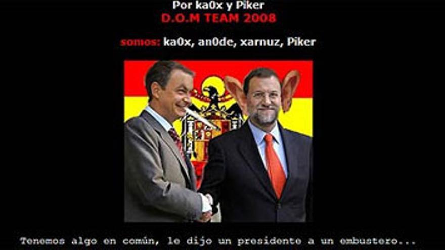 Unos &#039;hackers&#039; sabotean la web de Izquierda Unida con un fotomontaje de Zapatero y Rajoy