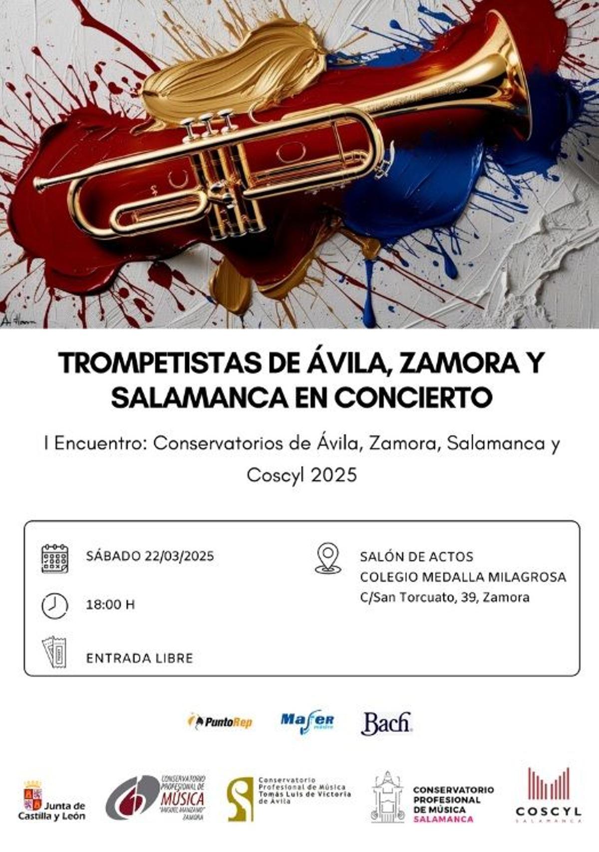 Cartel del I encuentro de trompetas de los conservatorios de Zamora, Ávila y Salamanca.