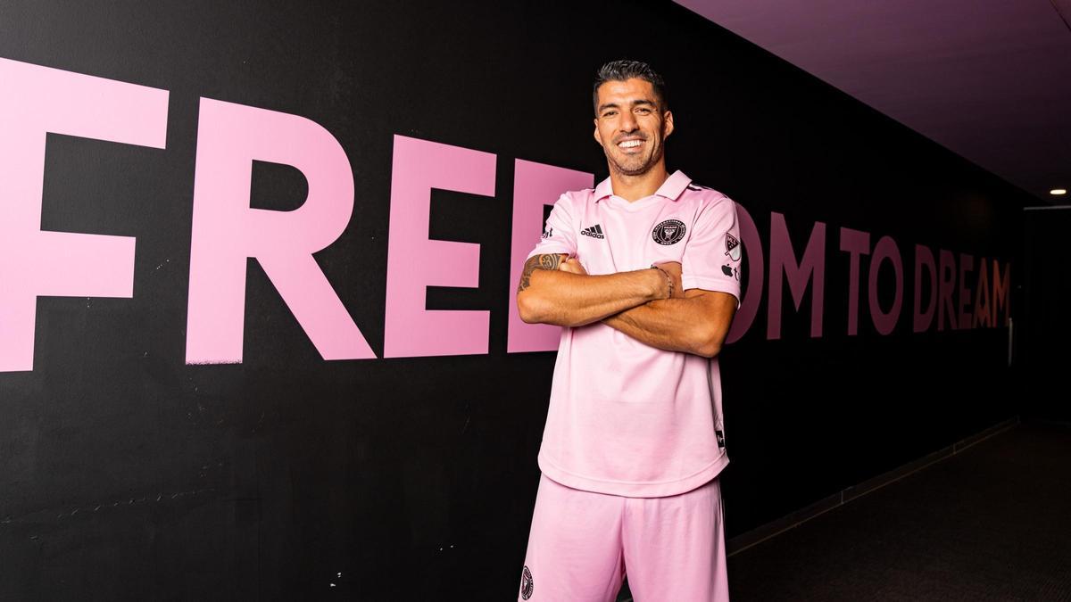 Suárez, en el túnel de vestuarios de acceso al campo del Inter Miami.