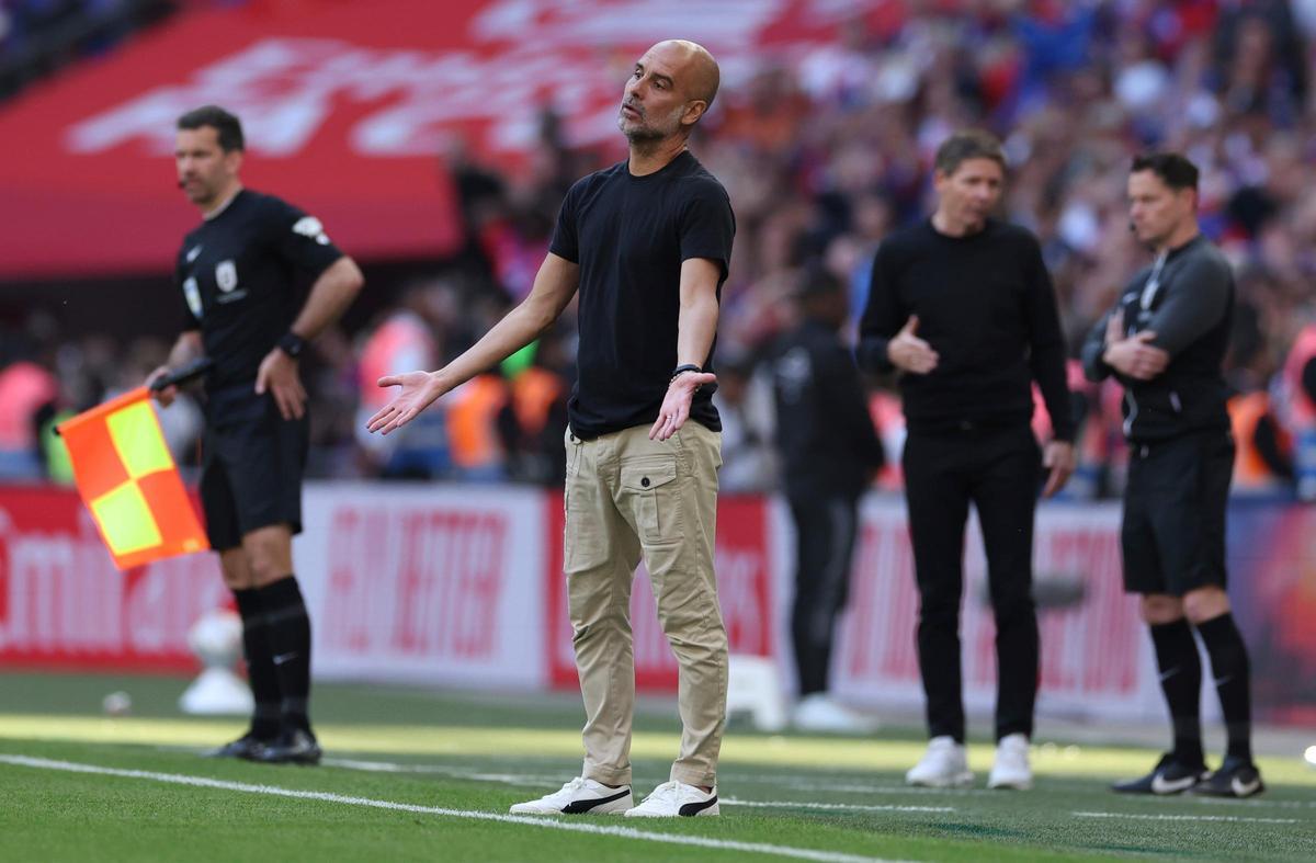 Pep Guardiola, durante la final de la FA Cup