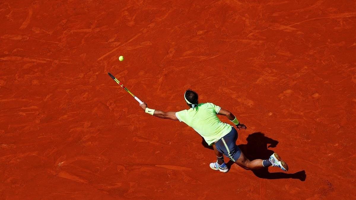 Primer partido de Rafa Nadal contra el alemán Yannick Hanfmann  en Roland Garros, París.