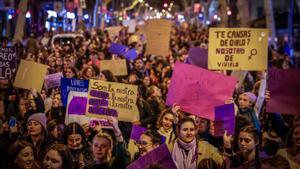 Momento de la manifestación del 8 de marzo de este 2024 en Barcelona.