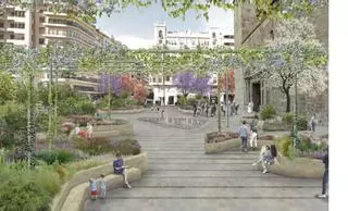 Pérgolas, jardineras y fuentes con "jets" para dignificar la plaza de San Agustín y la avenida del Oeste