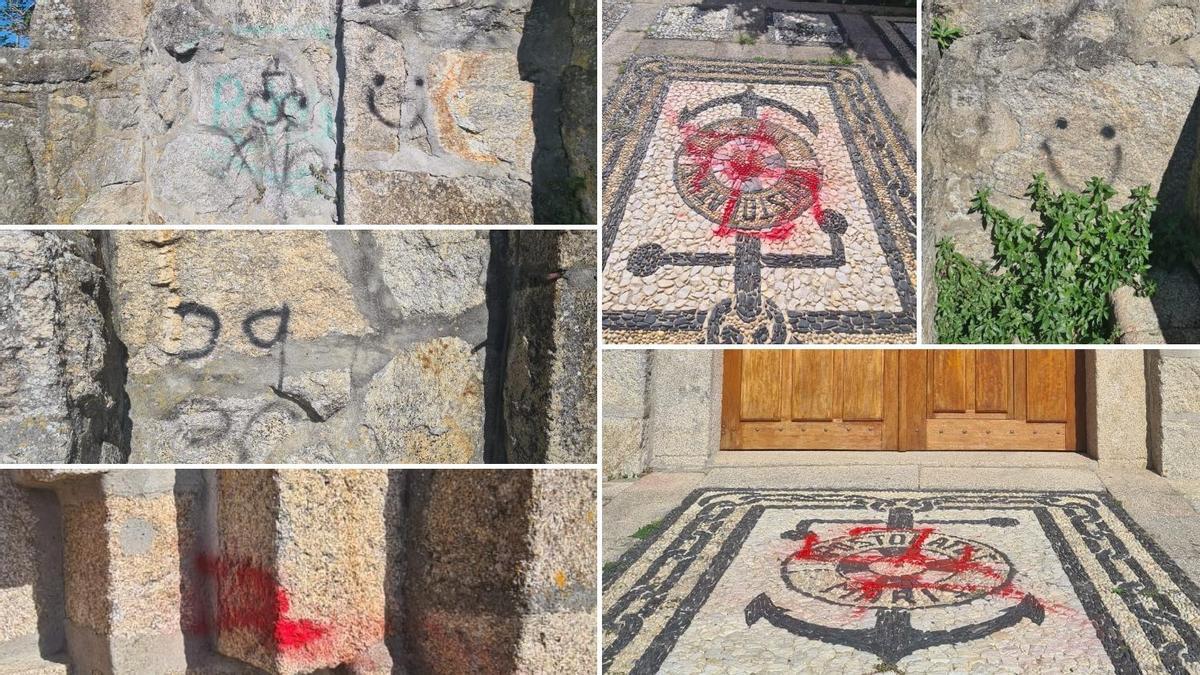 Pintadas en la iglesia, las de color rojo, las más recientes.