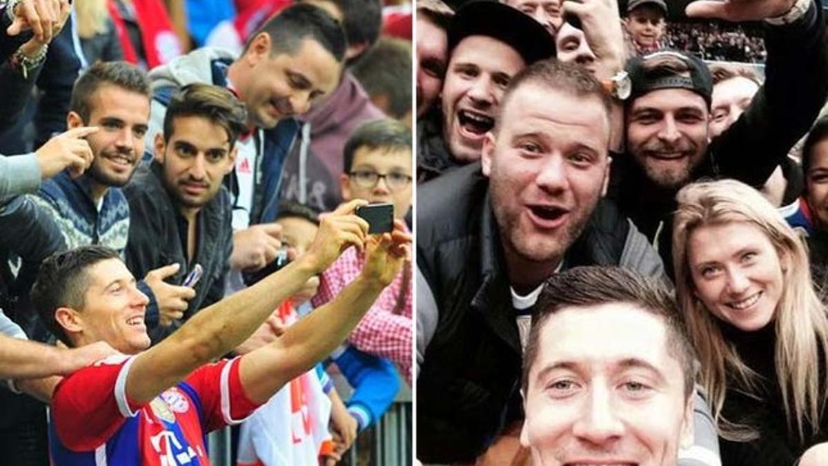 Lewandowski, inmortalizando con un 'selfie' uno de sus goles