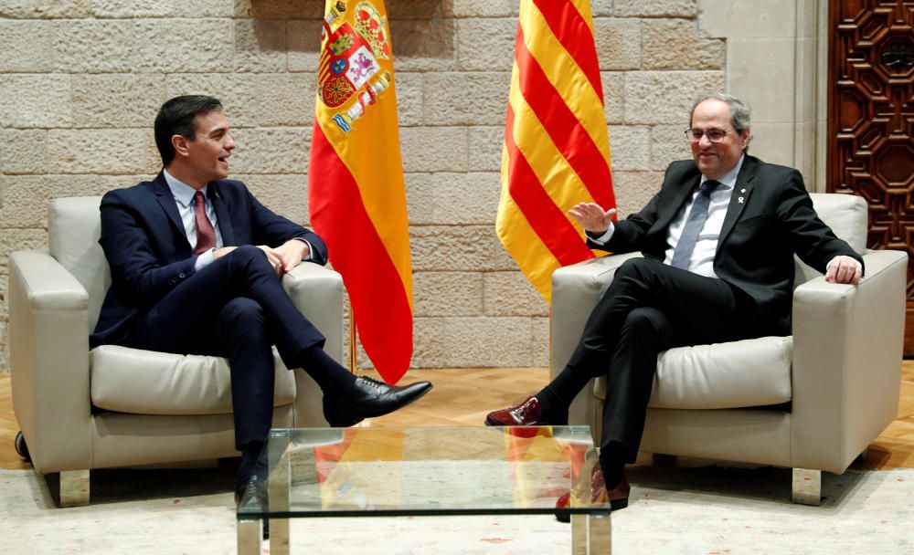 Reunió entre Torra i Sánchez al Palau de la Generalitat