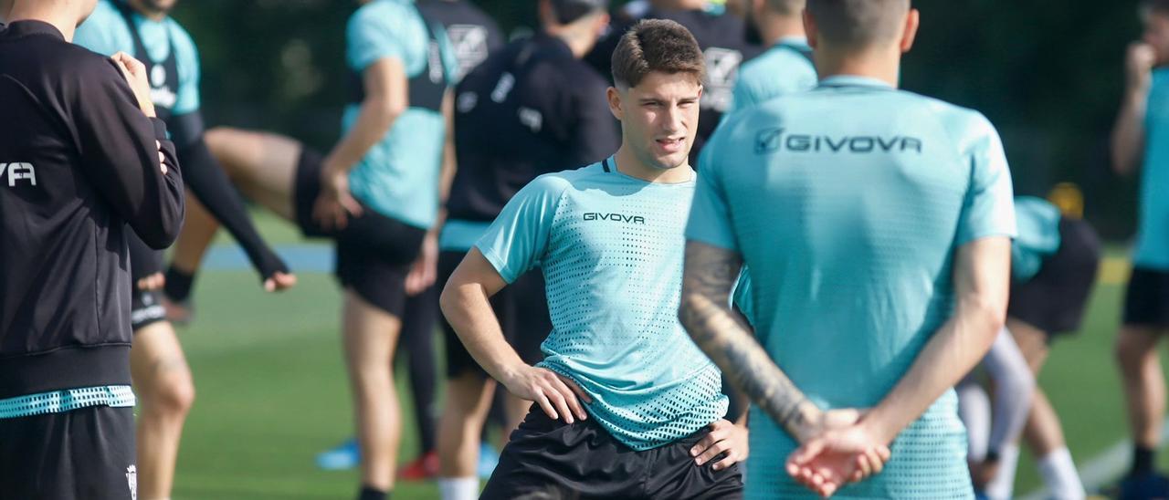 Manolillo, en la sesión de entrenamiento de hoy en la Ciudad Deportiva.