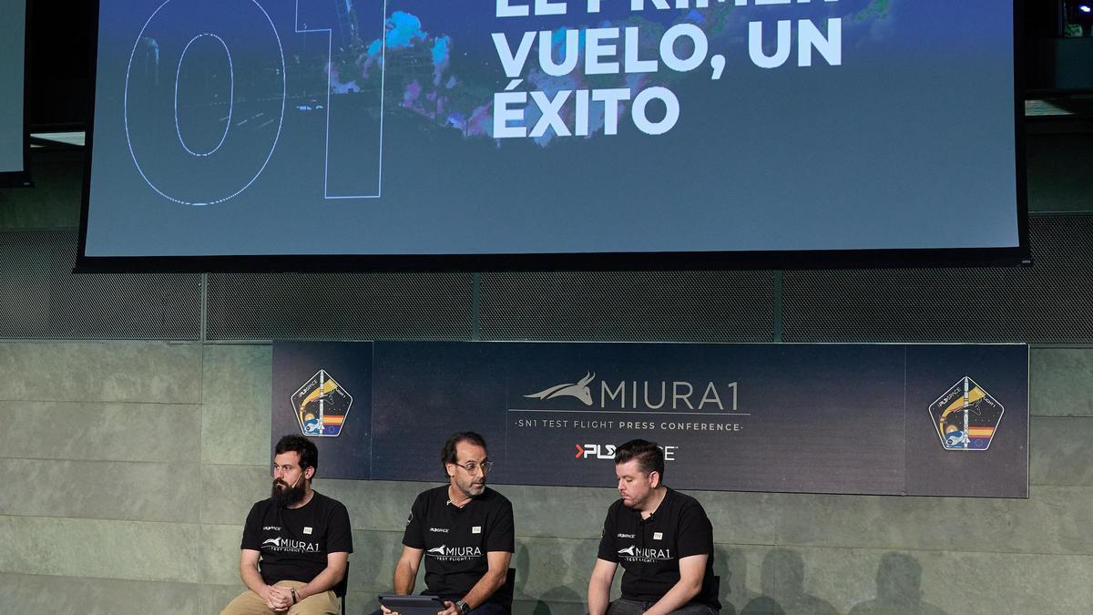 Los responsables de PLD Space en Madrid este viernes para dar los detalles del lanzamiento del Miura 1.