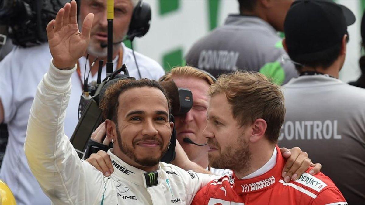 Hamilton y Vettel, tras la carrera de México