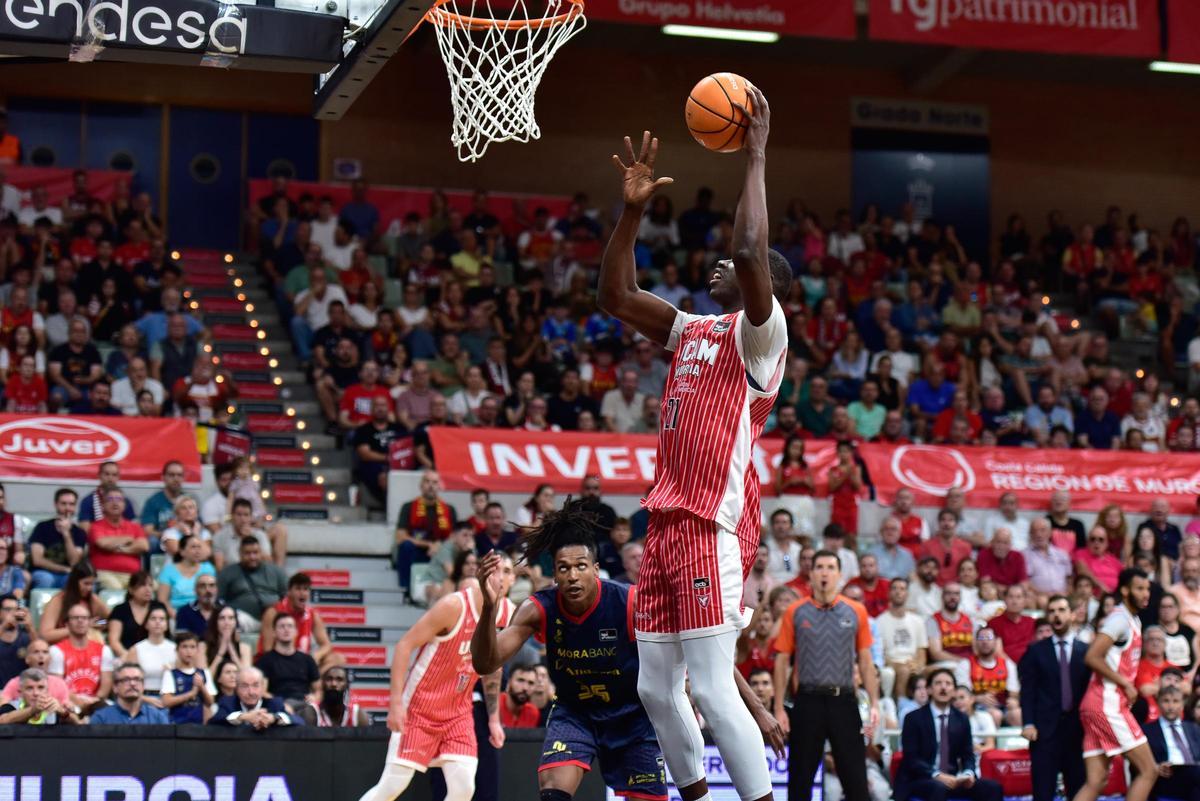 Moussa Diagne, en los minutos que jugó en el UCAM Murcia-MoraBanc Andorra de la primera jornada