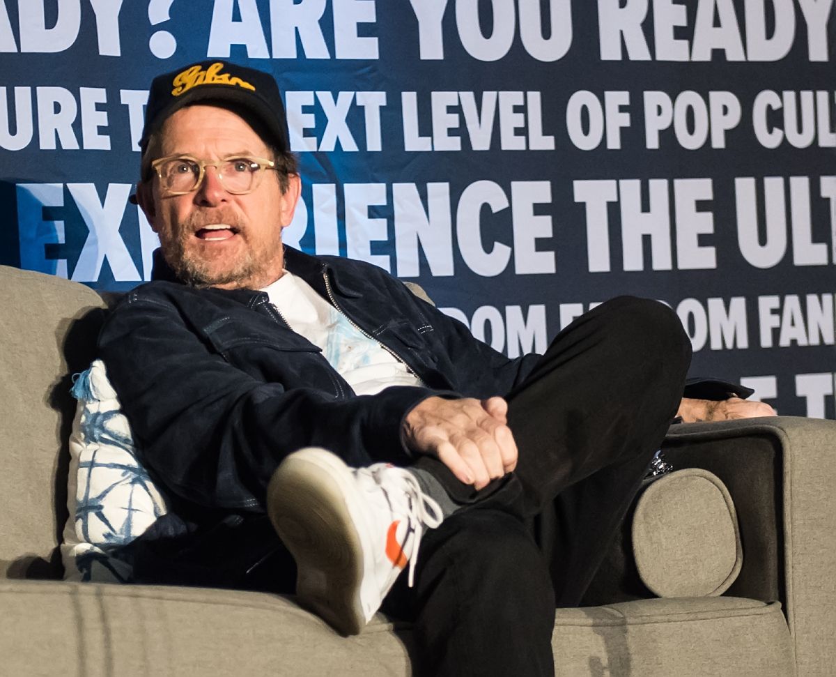 Michael J. Fox en una rueda de prensa de 'Regreso al Futuro'