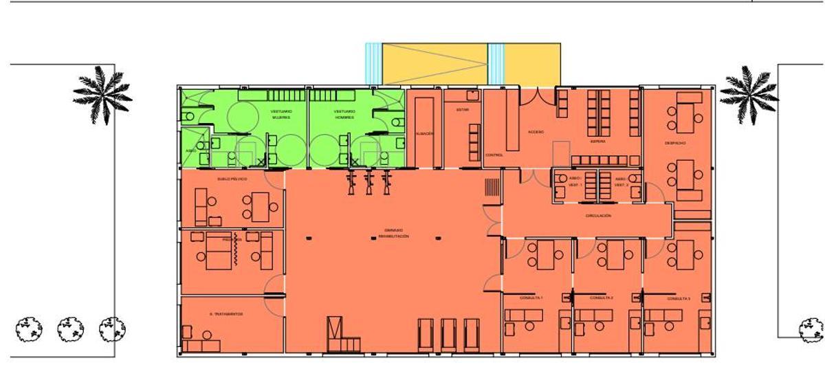 Detalle del plano con la distribución de las instalaciones