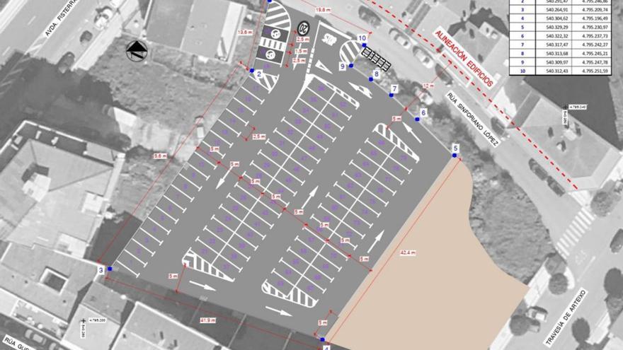 Plano de las plazas de aparcamiento que realizarán en la travesía de Arteixo.  |