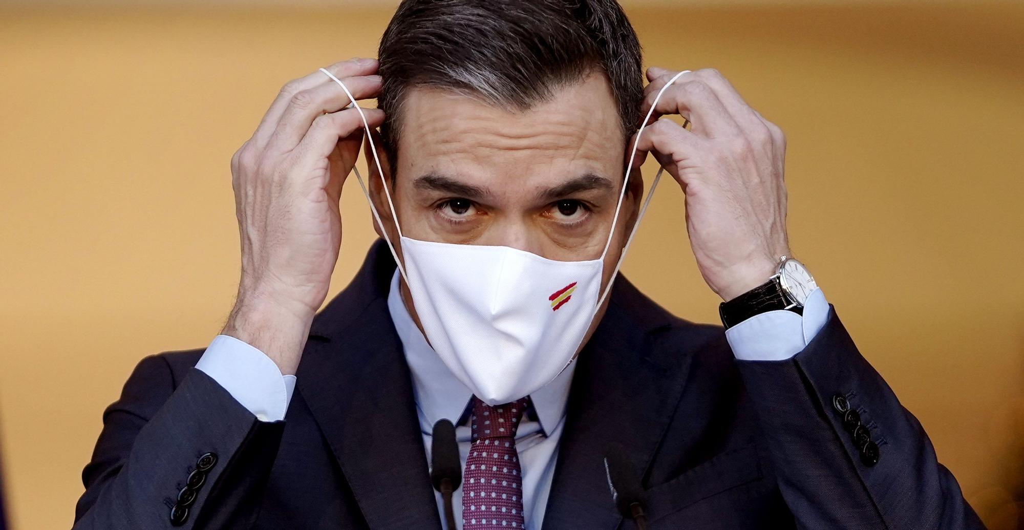 Pedro Sánchez, presidente del Gobierno, en una comparecencia en el Palacio de la Moncloa. FOTO JOSÉ LUIS ROCA