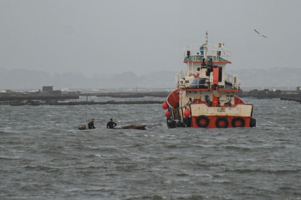 Los efectos del temporal Kurt en Arousa