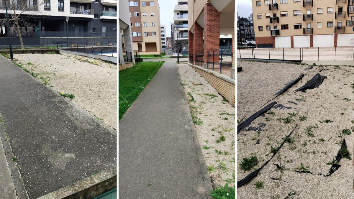 Detalles de defectos en el firme en zonas comunes de Nuevo Roces.