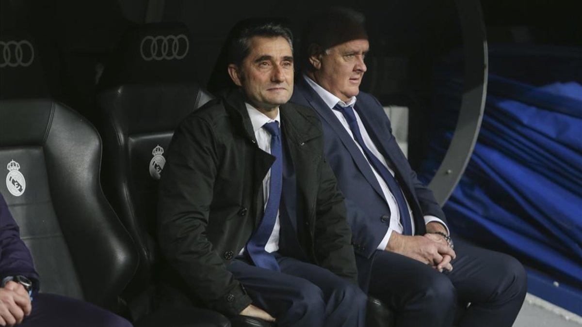 Valverde, en el banquillo del Bernabéu