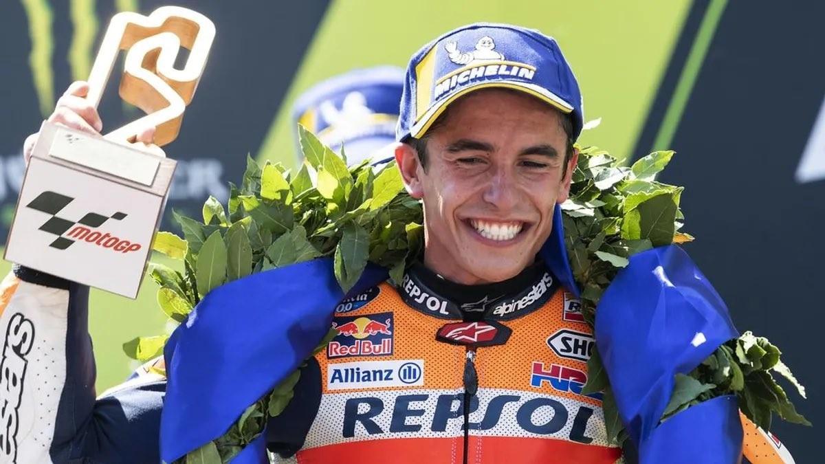 Marc Márquez en el podio del Gran Premio de Cataluña 2019