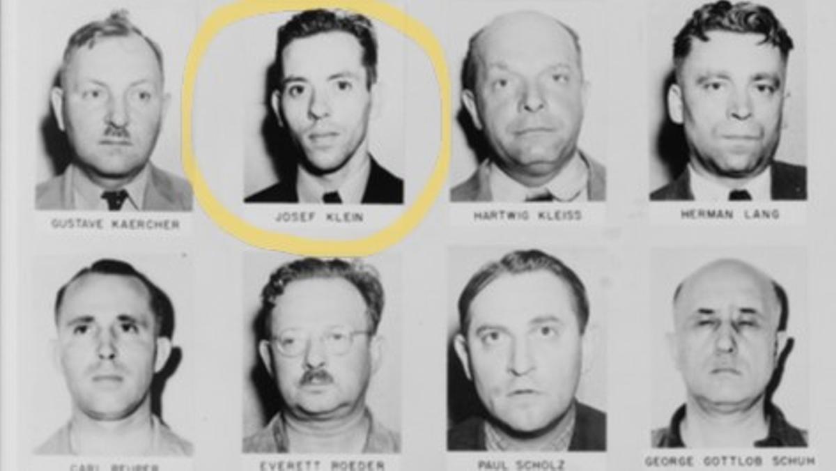 Josef Klein (círculo), en la ficha policial del FBI de los detenidos por la red de espías Duquesne.