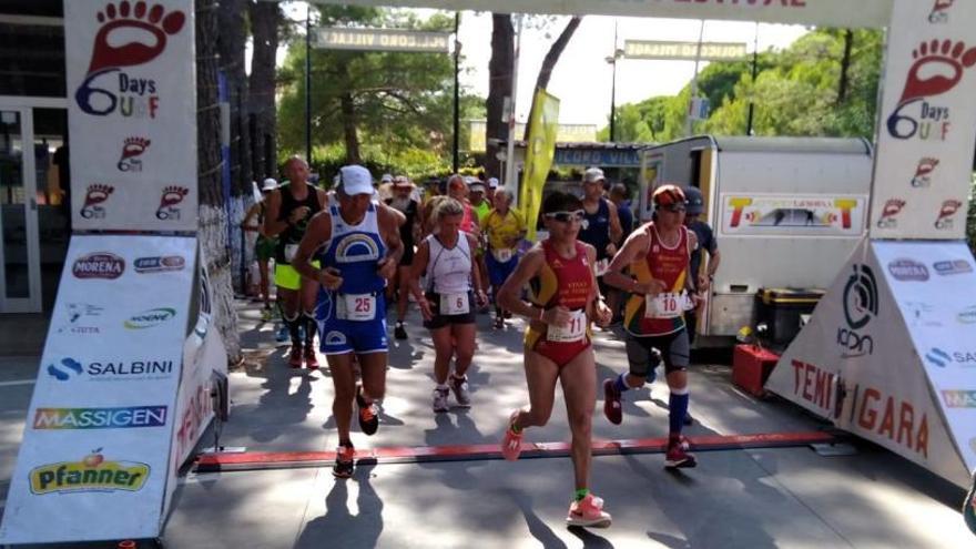 Posado y María Jose Tomaz, tomando la salida en los Seis Días de Policoro