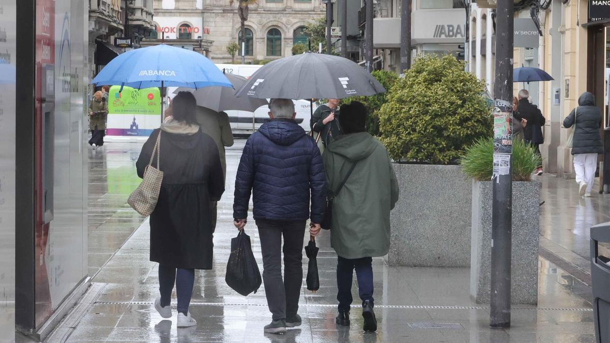 Paraguas en A Coruña un día lluvioso.