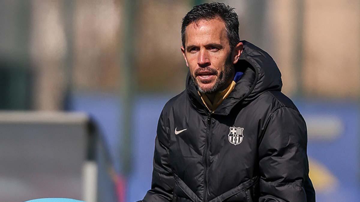 Sergi Milá en su primer entrenamiento con el Barça Atlètic