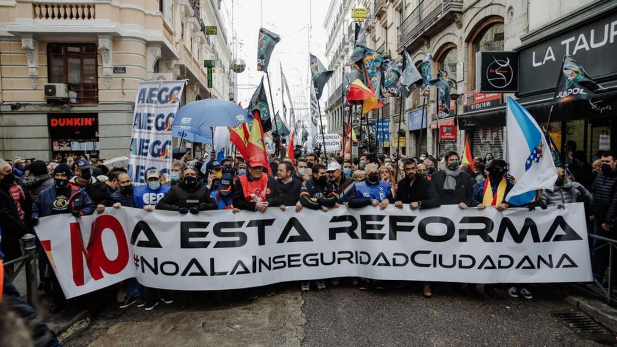 La capçalera de la manifestació a Madrid. | EUROPA PRESS