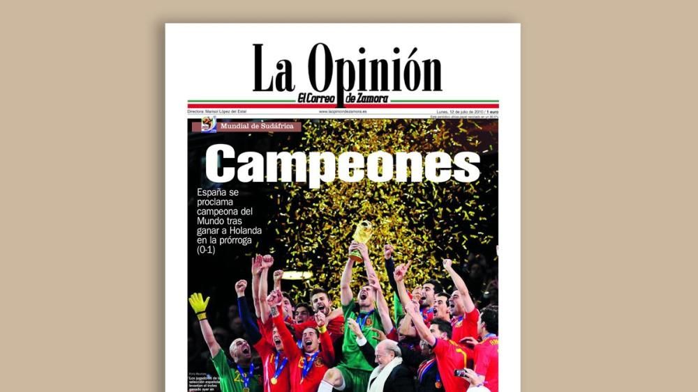 Portadas de los diarios de Prensa Ibérica del título de España en el Mundial 2010