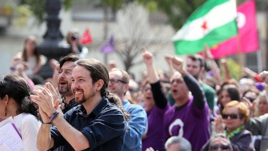 Pablo Iglesias durante un mitin en Málaga.