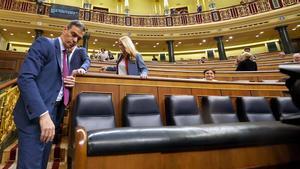 El presidente del Gobierno, Pedro Sánchez, el pasado miércoles a su llegada a la sesión de control en el Congreso.