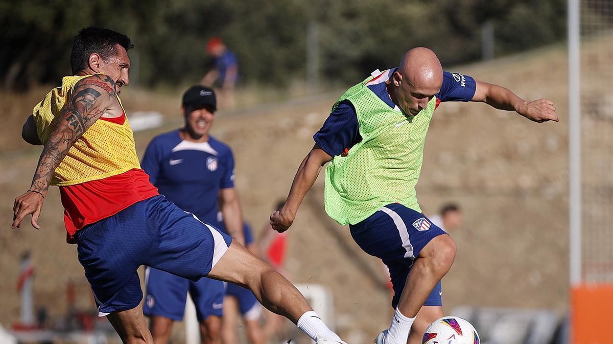 Mollejo, en un entrenamiento de esta semana con el Atlético de Madrid.