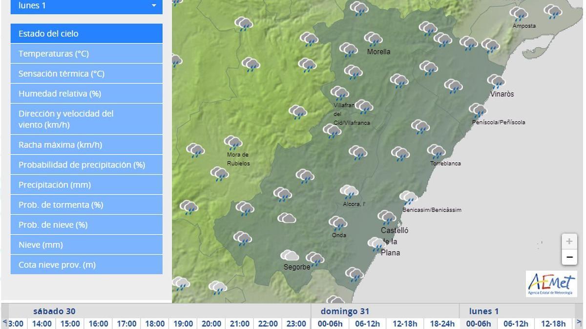 Predicción de Aemet de cara a la mañana del día 1 de noviembre.