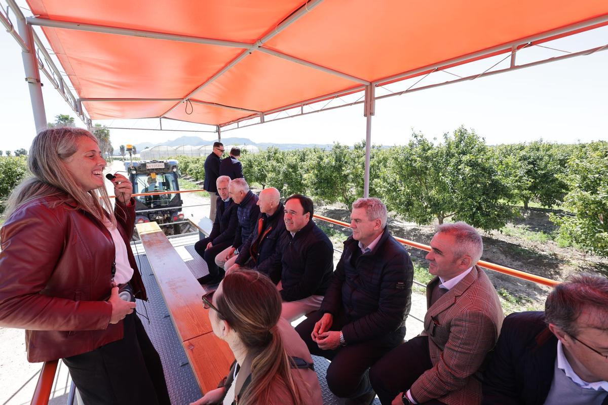 Los participantes recorrieron la finca agrícola en un carromato.