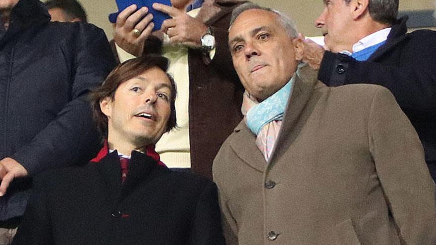 Joaquín Jofre y Mario Husillos, en el palco de La Rosaleda.