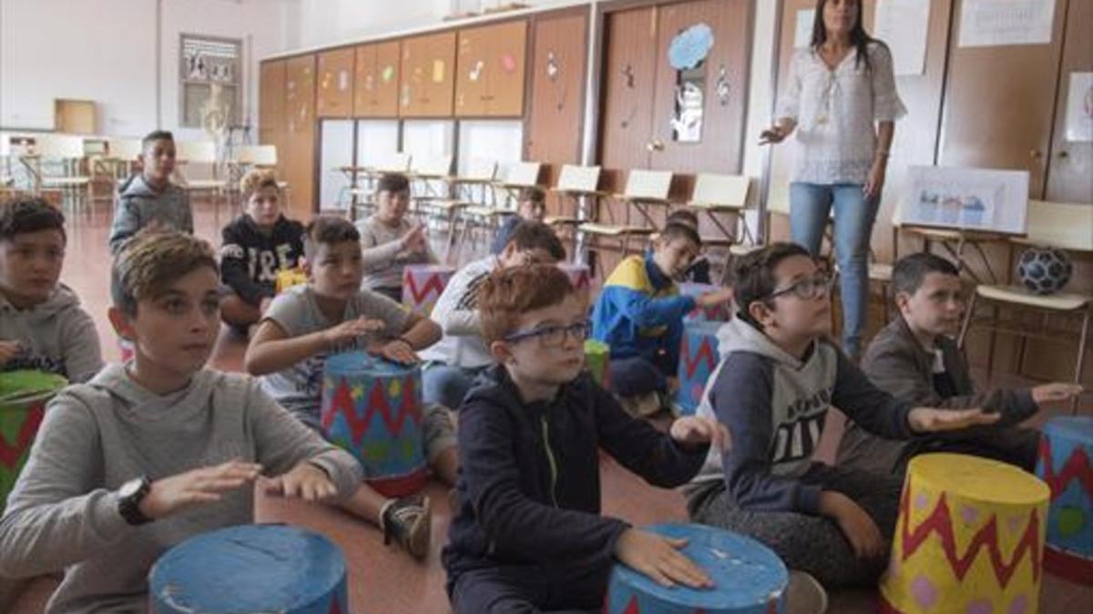 Una clase de la escuela Magraners, de Lleida, hace unos días.