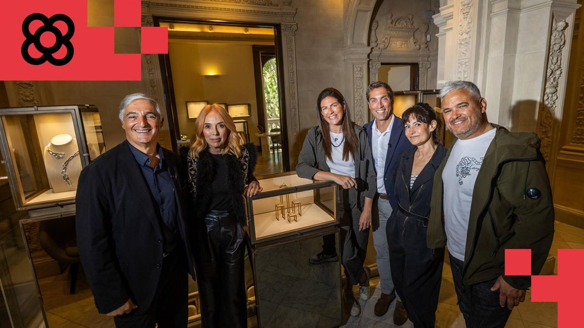 César Vendrell con Helbig, Capdevila, Rossinés, Masllorens y Jubany, en la tienda de Unión Suiza en la Diagonal.
