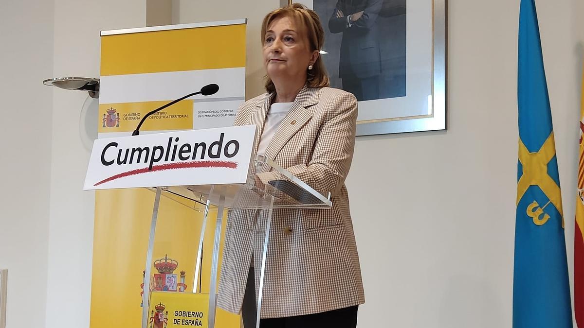 La Delegada del Gobierno, Delia Losa en rueda de prensa.