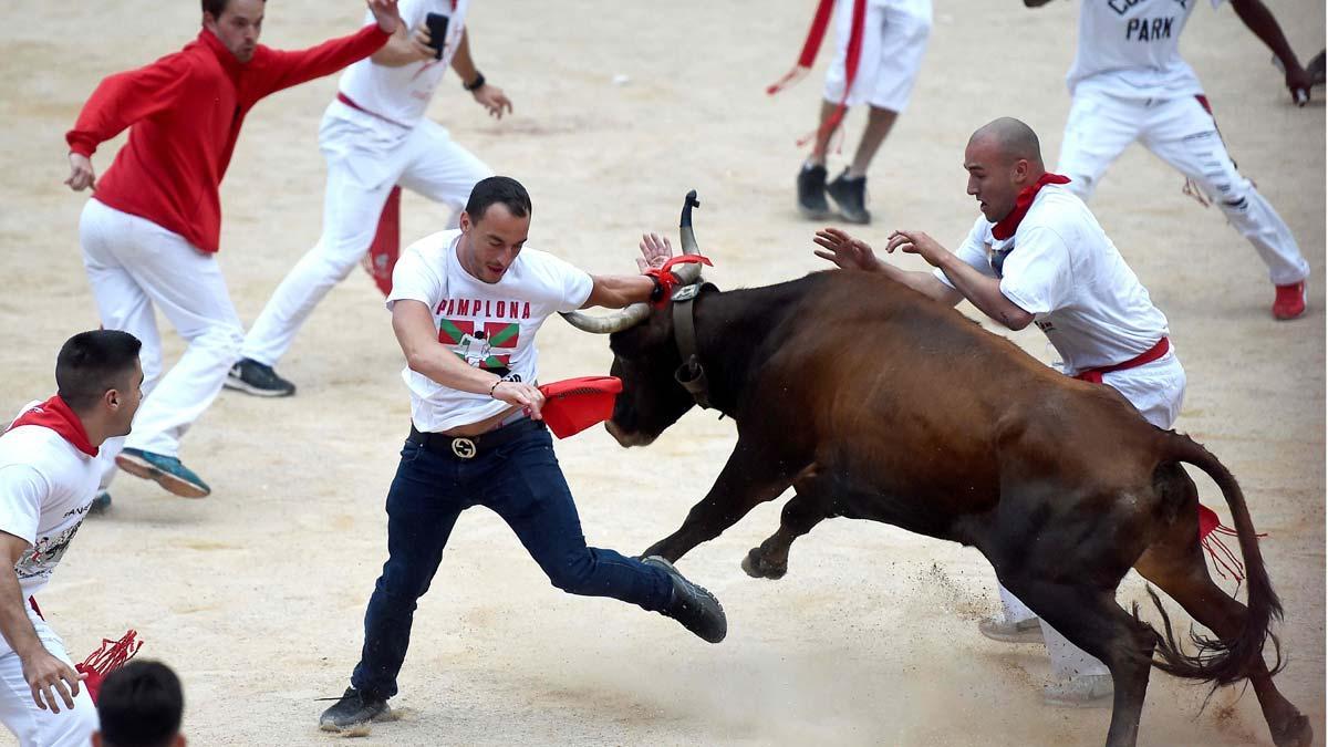 Séptimo encierro de la fiesta de San Fermín.