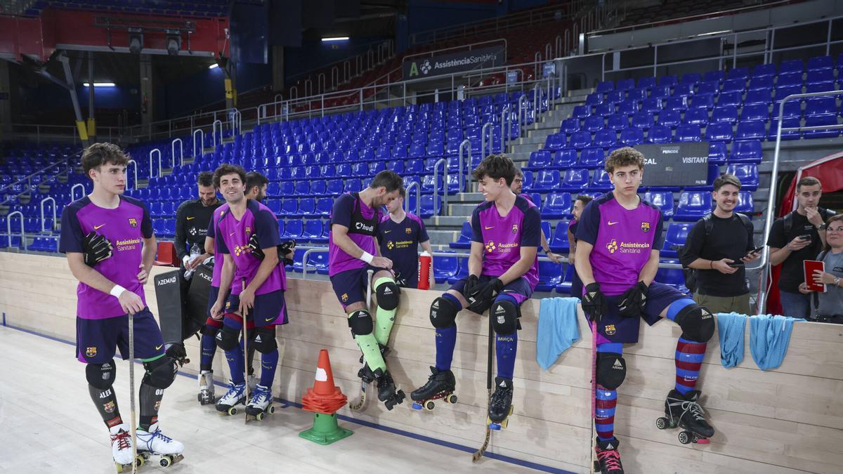 La plantilla azulgrana tras una sesión de entrenamiento