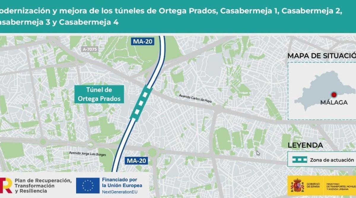El Gobierno adjudica por 4,5 millones de euros las obras de modernización de cinco túneles en Málaga