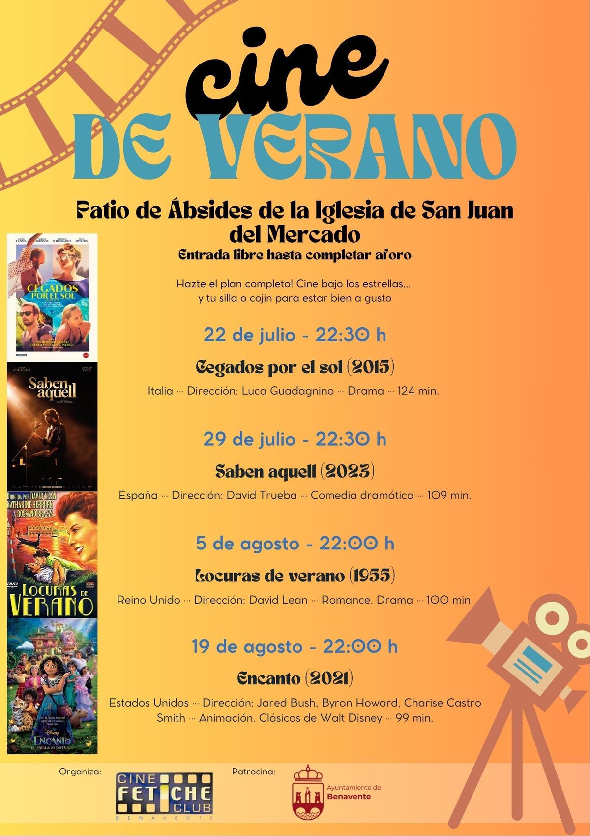 Cartel con las proyecciones programadas.