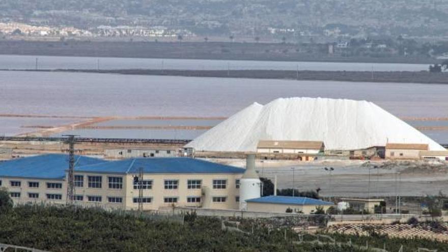 Imagen panorámica de las Salinas de Torrevieja con su famosa laguna rosada al fondo.