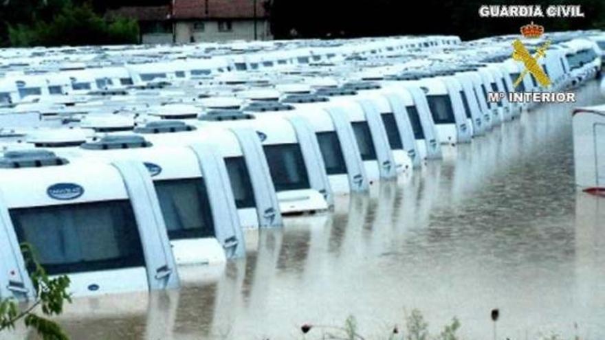 Imagen de las caravanas afectadas por las inundaciones en Francia.