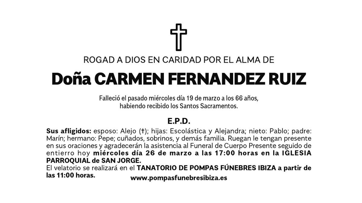 Esquela Carmen Fernandez Ruiz