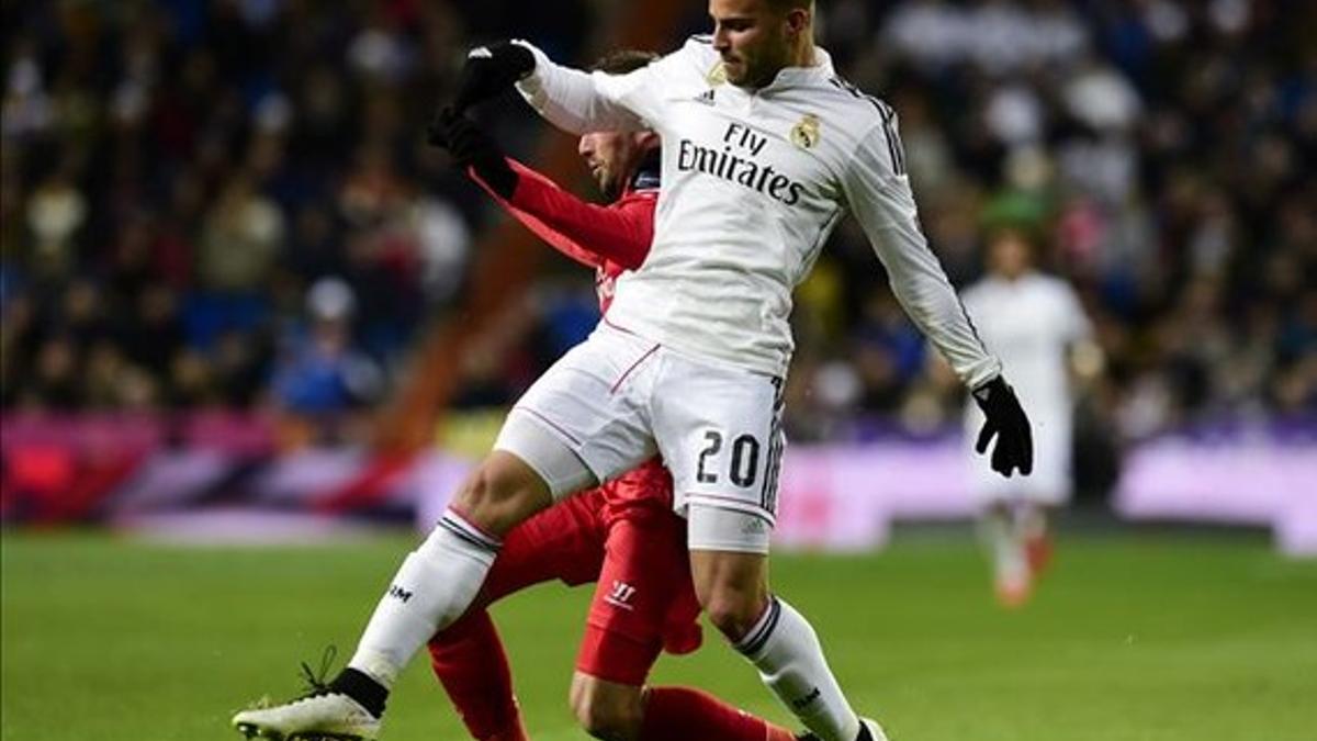 Jesé, durante un partido contra el Sevilla en el Bernabéu