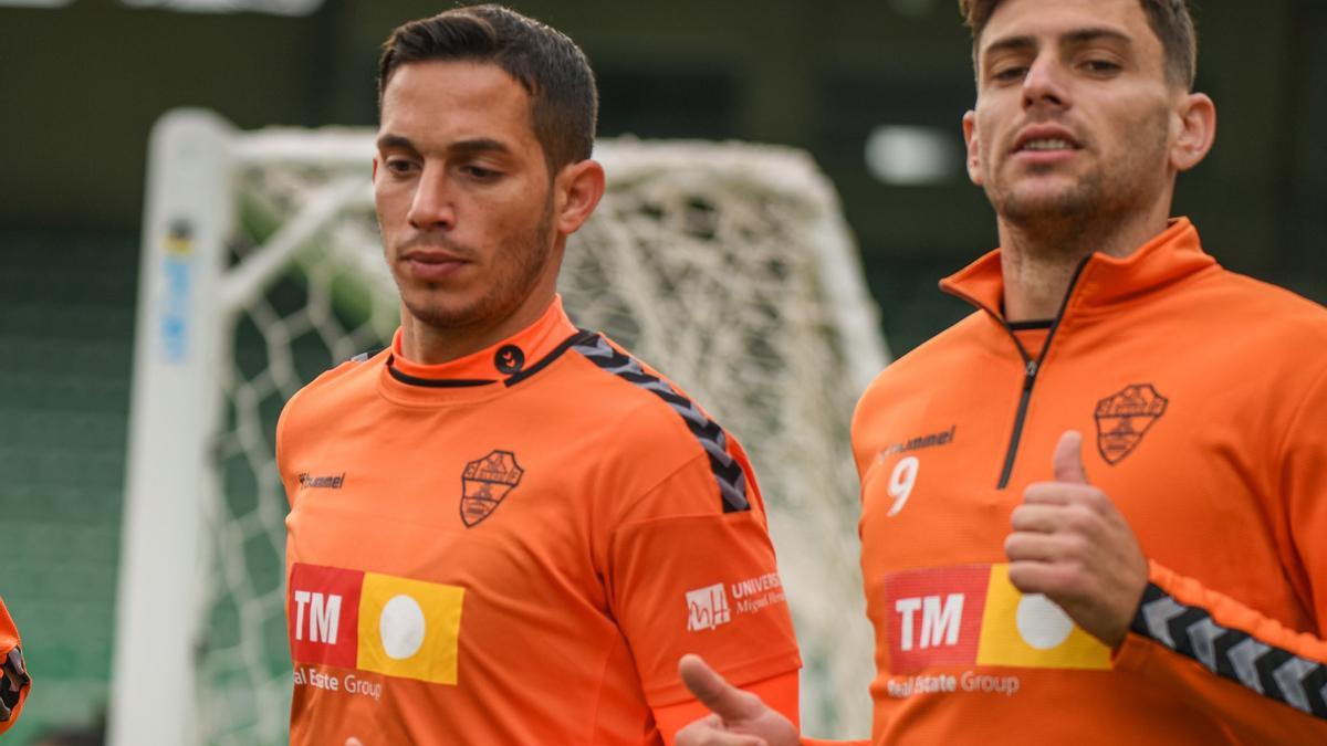 Lucas Boyé y Marcone, durante el entrenamiento matinal de este miércoles