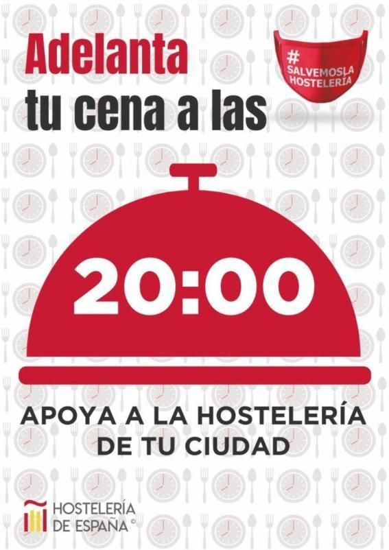 Cartel de apoyo a la campaña para adelantar la cena a las 20 horas